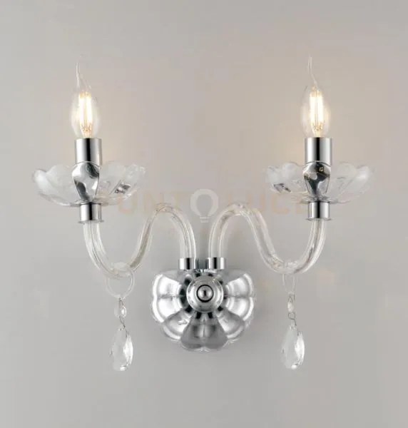 Applique a parete riflesso cromo 2 luci attacco e14 40x18x35cm deco...