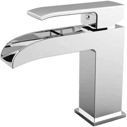 Paffoi Level Les065st Miscelatore Lavabo con canna a effetto Cascata Piletta e scarico automatico Steel Acciaio