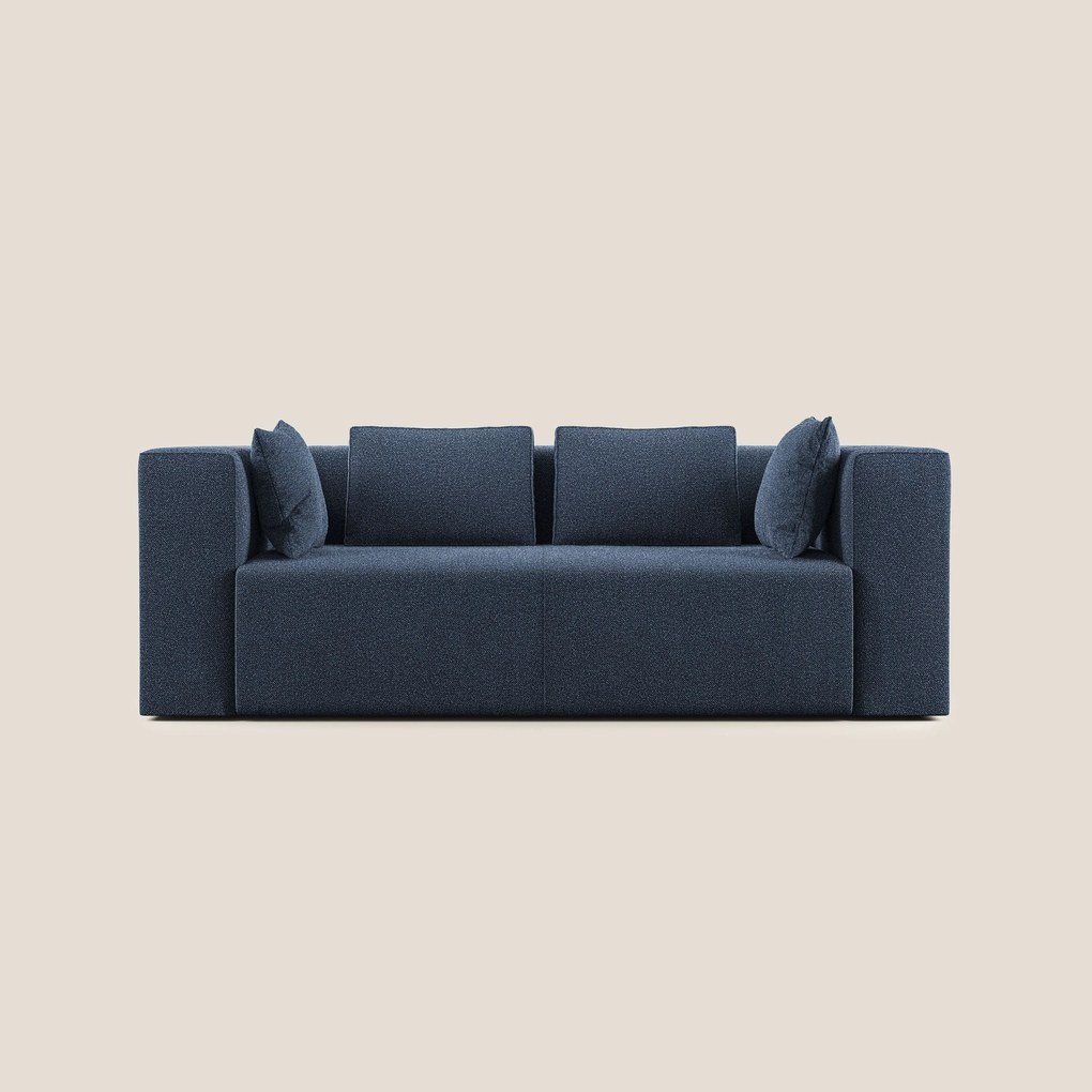 Nettuno divano moderno componibile in morbido tessuto bouclè T07 blu