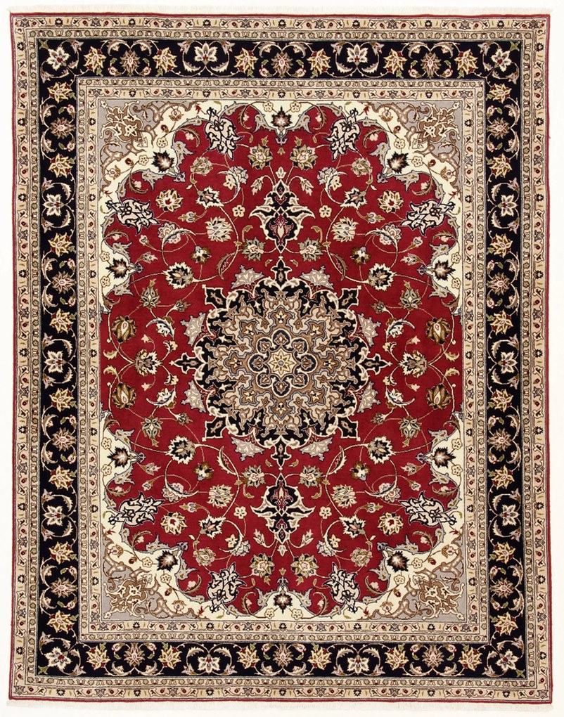 Tabriz Tappeto 190x150 (Iran) Annodato A Mano