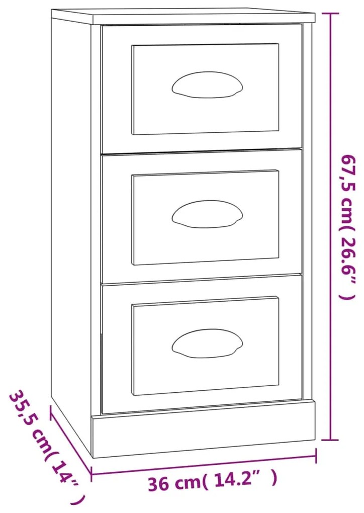 Credenza Rovere Fumo 36x35,5x67,5 cm in Legno Multistrato