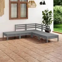 Set Divani da Giardino 5 pz in Legno Massello di Pino Grigio cod mxl 40749