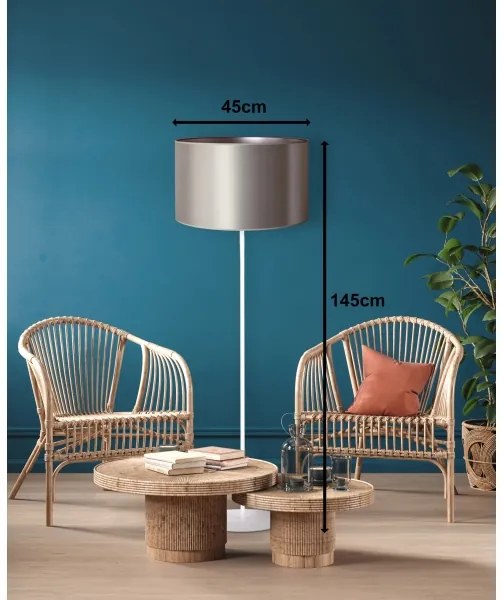 Duolla - Lampada con piedistallo CANNES 1xE27/15W/230V diametro 45 cm argento/bianco