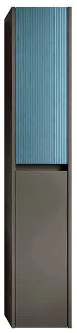 Colonna per mobile bagno Niwa 2 ante P 27 x L 30 x H 160 cm laccato opaco grigio carbone con vetro blu pacifico cannettato