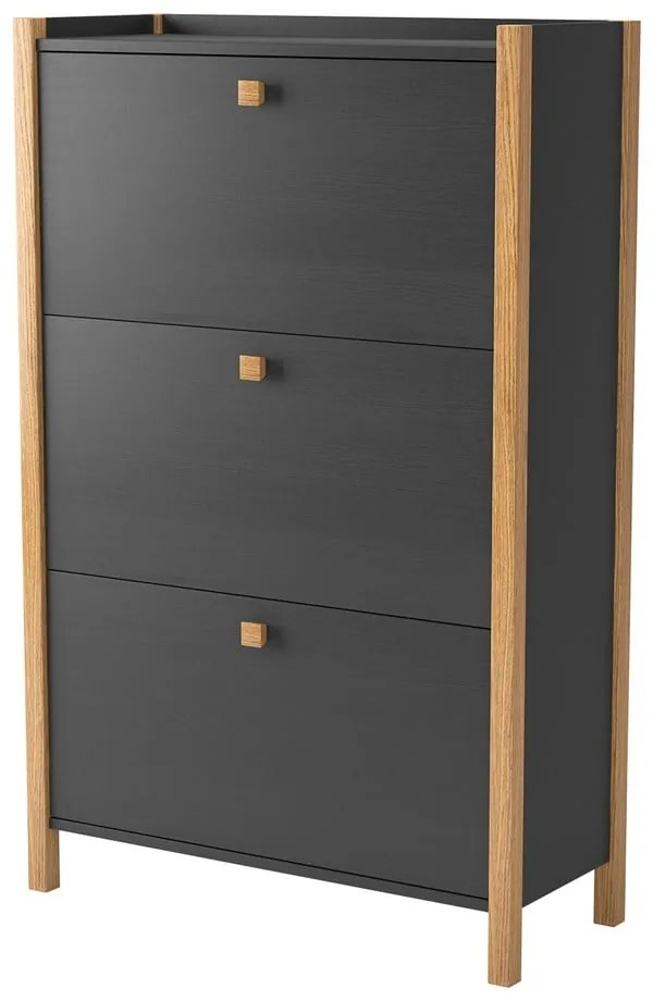 Scarpiera grigio scuro con tre cassetti Bode - Woodman
