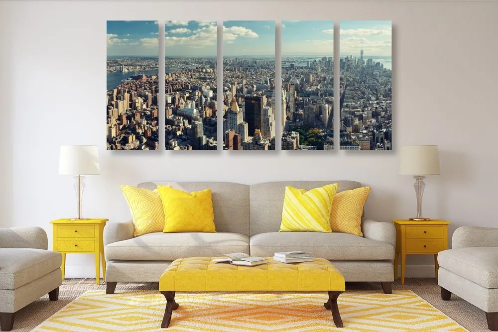 Quadri 5 pezzi – Vista sul centro affascinante di New York