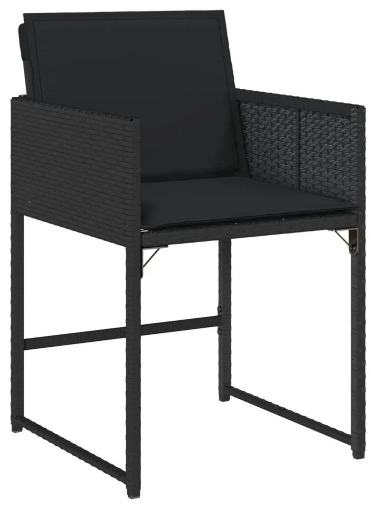 Set da pranzo da giardino 9 pz con cuscini nero in polyrattan