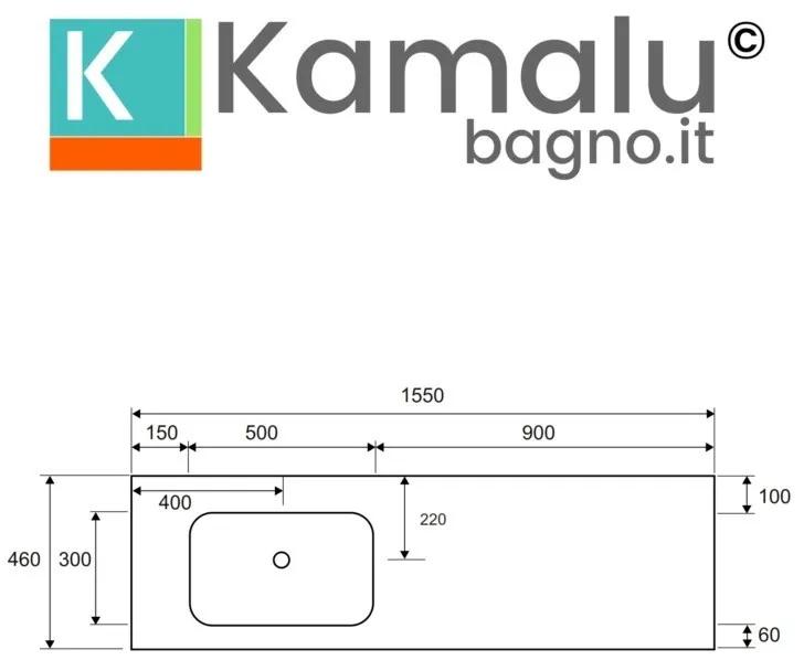 Kamalu - mobile sospeso 155 cm struttura metallica e ripiano sop-155