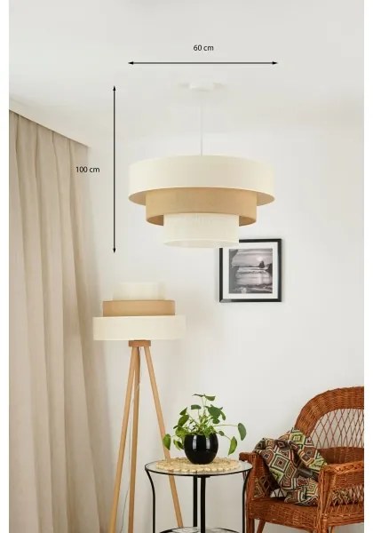 Brilagi - Lampadario a cavo DENVER LUNETA 1xE27/15W/230V Ø60 beige/marrone/crema