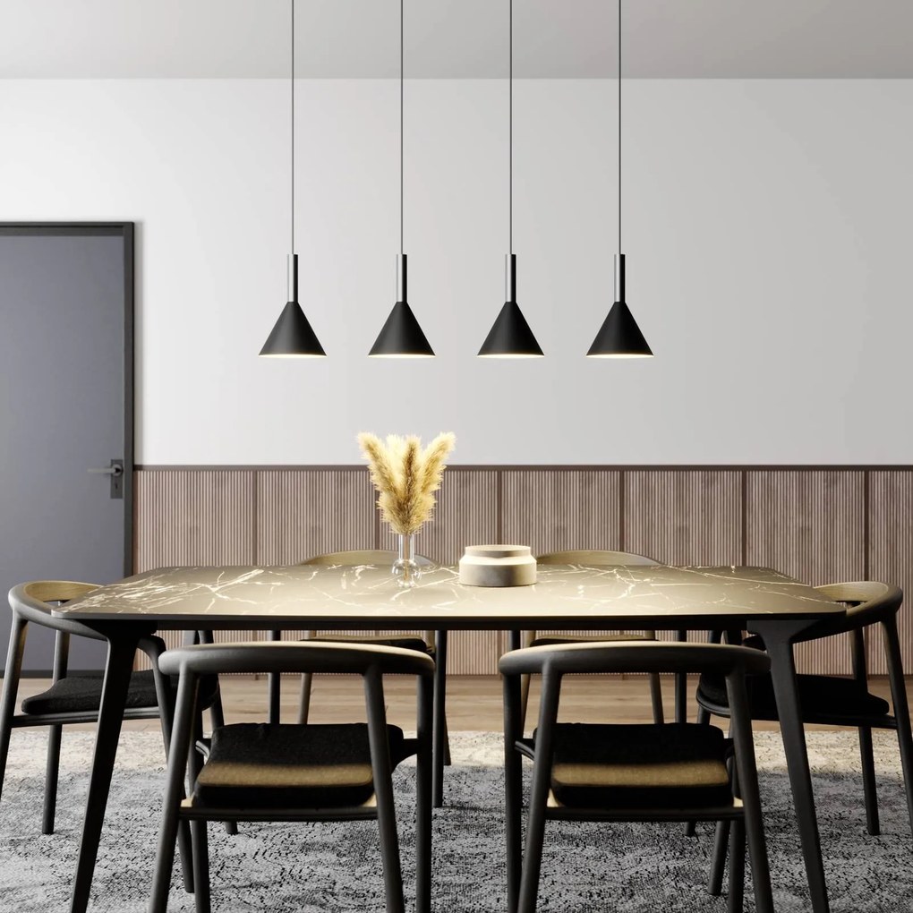 Arcchio lampada a sospensione Tadej, a 4 luci, bianco-nero, metallo, E27