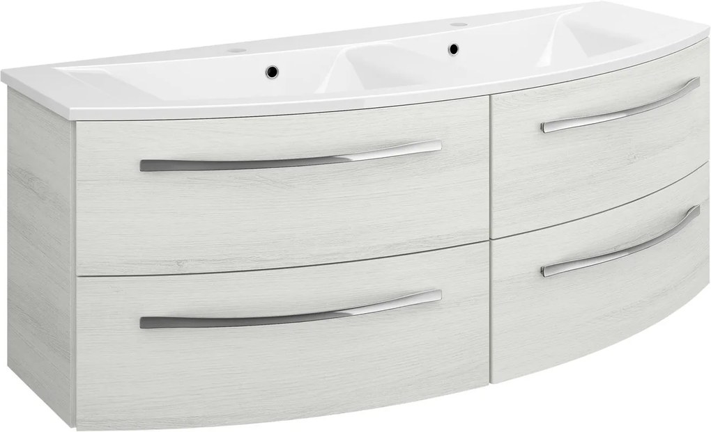 Mobile da bagno sospeso sotto lavabo L 130 x H 48 x P 48 cm rovere, 4 cassetti PELIPAL Image