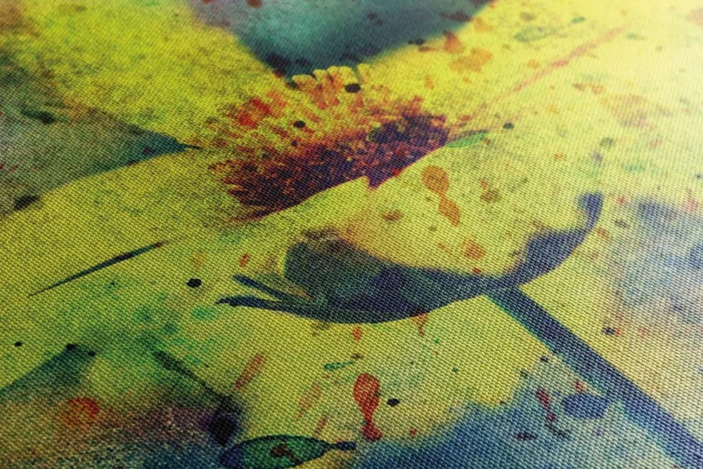 Stampa su tela – Fiore giallo con tocco vintage