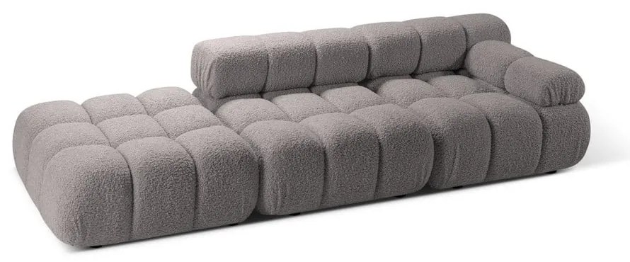 Divano componibile in grigio chiaro con rivestimento in bouclé 288 cm Bellis – Micadoni