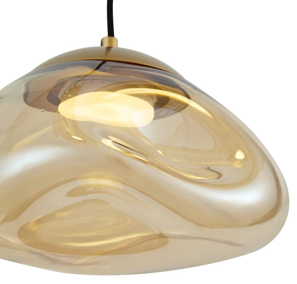 Lampada a sospensione Hotel Chic ottone con vetro ambrato 5 luci - Gus