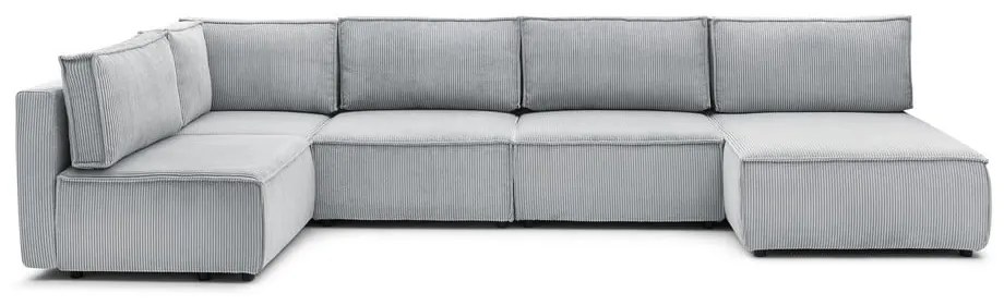 Divano a U angolare in velluto a coste variabile grigio chiaro Nihad modular - Bobochic Paris