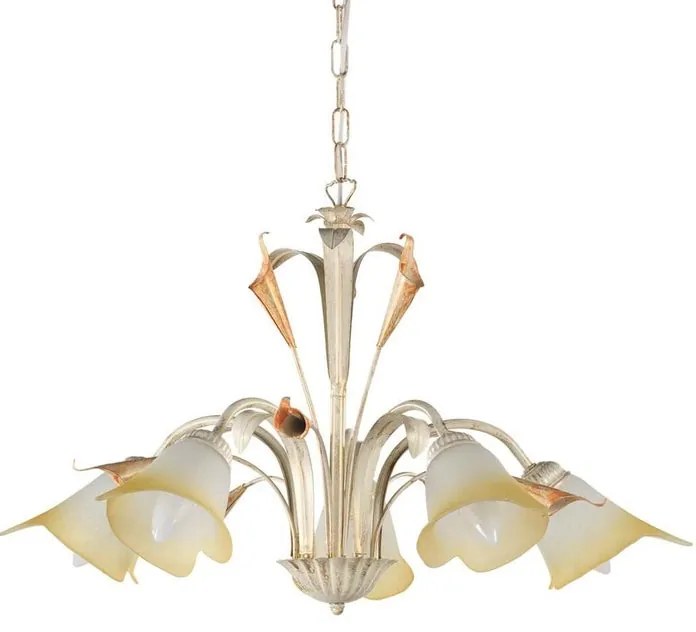 Lampadario Neoclassico Lampadario Neoclassico Lucrezia 5x E14 bianco paralume bianco 5x E14