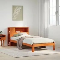 Letto Libreria senza Materasso Marrone Cera 90x200 cm in Pino 3322544