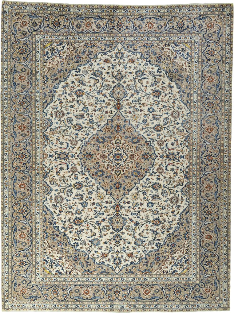 Kashan Tappeto 290 x 390 Beige (Iran) Annodato A Mano