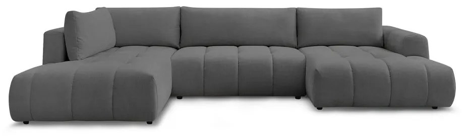 Divano angolare grigio scuro allungabile e con contenitore (penisola a sinistra/a U) Fuji – Bobochic Paris