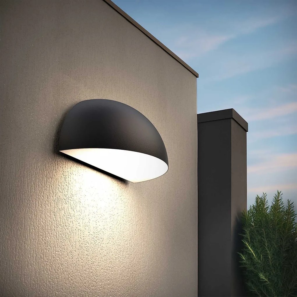 Applique Curva Monodirezionale con base E27 IP54 Nera - Serie BRINA