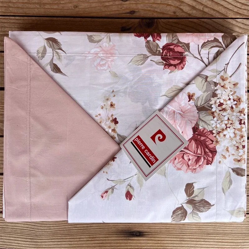 Lenzuola matrimoniali in percalle di cotone Pierre Cardin Ginevra  Colore Rosa Cipria, Dimensioni e Misure Matrimoniale, Variante 4 Federe