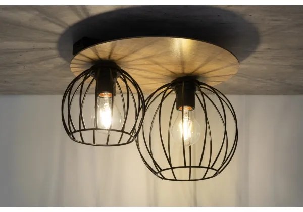 Lampadario a plafone CYBER 2xE27/60W/230V legno/nero