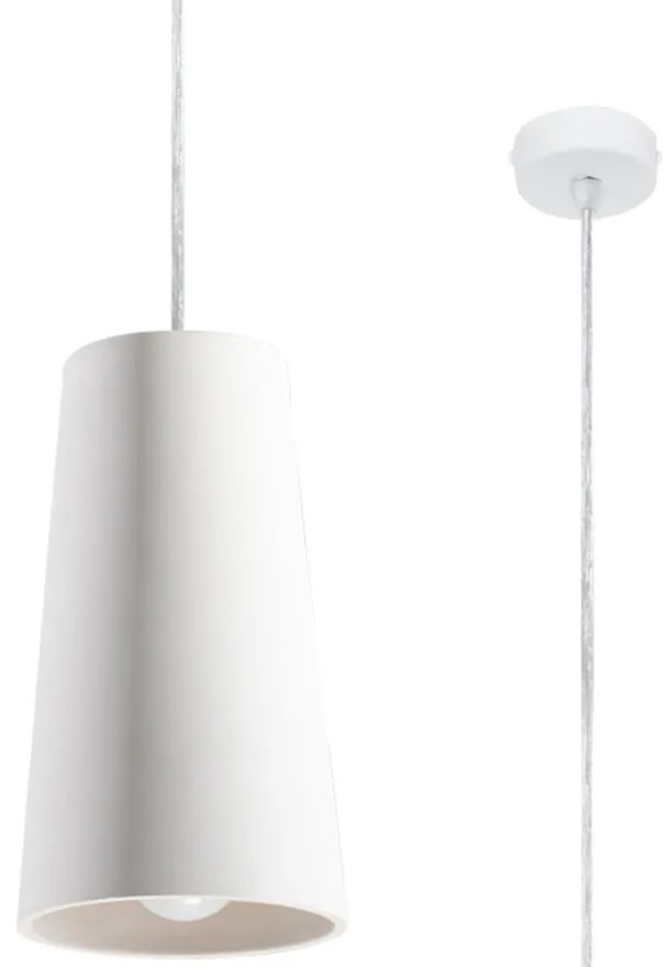 Lampada a sospensione in ceramica bianca Armica - Sollux