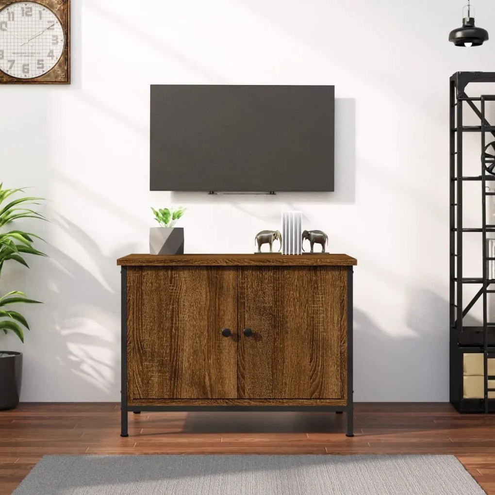 Mobile tv con ante rovere marrone 60x35x45 cm legno multistrato