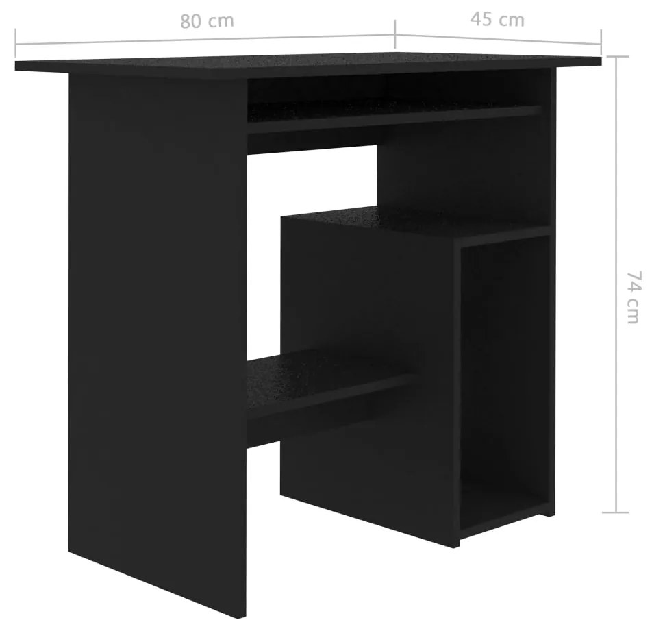 Scrivania Nera 80x45x74 cm in Legno Multistrato