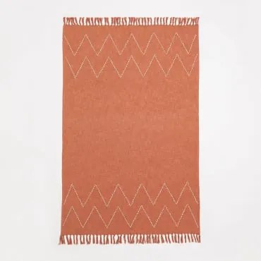 Coperta Scozzese In Cotone Igatu Rosso Zenzero - Sklum