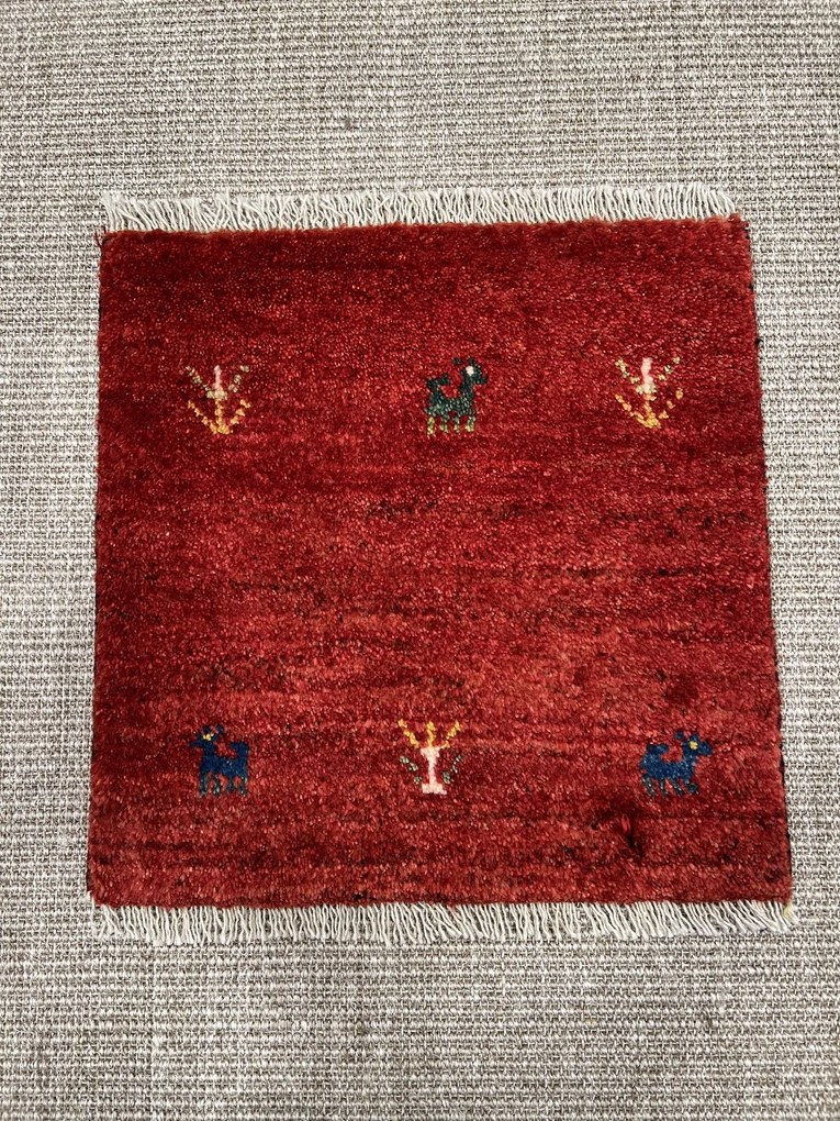 Gabbeh Tappeto 40x40 Rosso (Iran) Annodato A Mano