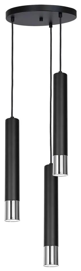 Lampadario a sospensione con filo NEST 3xGU10/8W/230V nero/cromo lucido