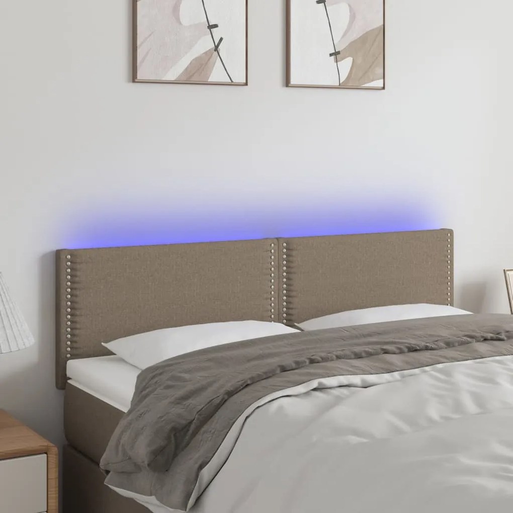 Testiera A Led Tortora 144x5x78/88 Cm İn Tessuto /