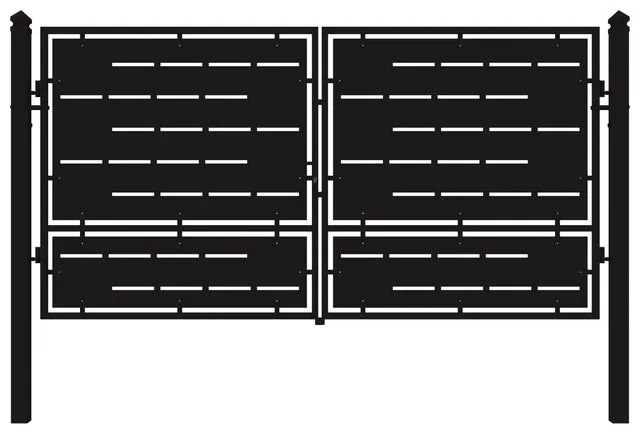 Cancello manuale con serratura manuale Privacy in ferro, apertura centrale, L 358.5 x H 180 cm, di colore nero