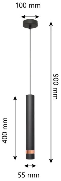 Lampadario su filo LED TUBA 1xGU10/4,8W/230V nero/rame