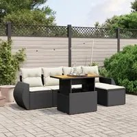 Set Divano da Giardino 6 pz con Cuscini Nero in Polyrattan 3275807