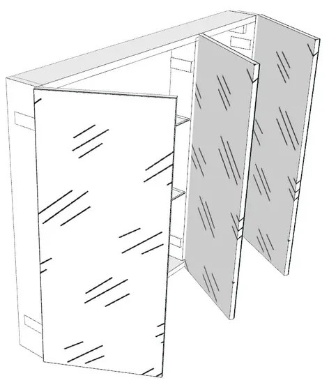 Pensile bagno Easy, 3 ante apertura da sinistra P 20 x L 95 x H 75 cm