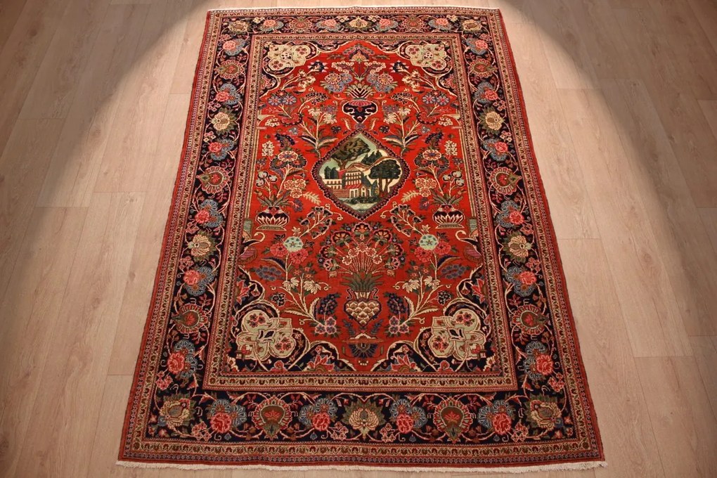 Kashan Tappeto 130x200 (Iran) Annodato A Mano