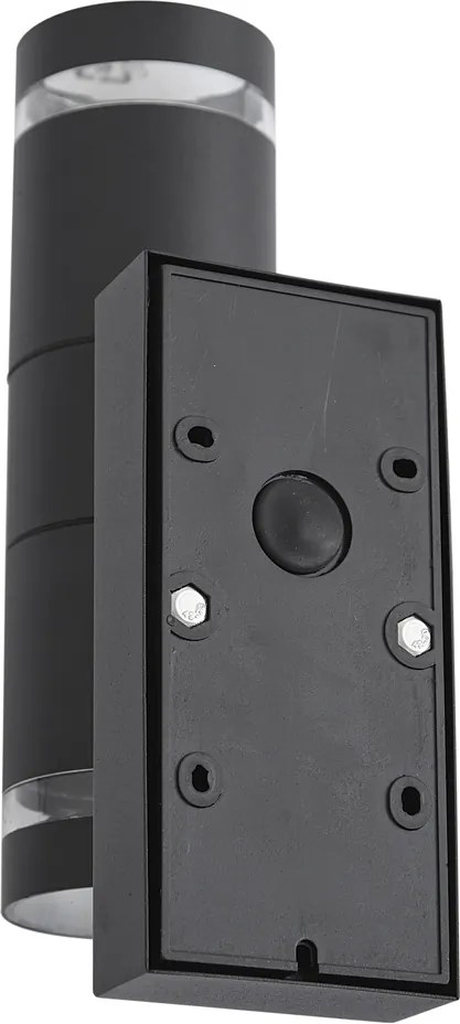 Lampada da parete moderna da esterno nera a 2 luci IP44 con sensore di movimento - Dubbla