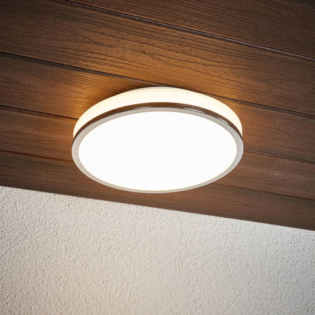 Plafoniera Lyss Lindby, Bianco / Opale, Bagno, Vetro, Moderno, Plafoniera