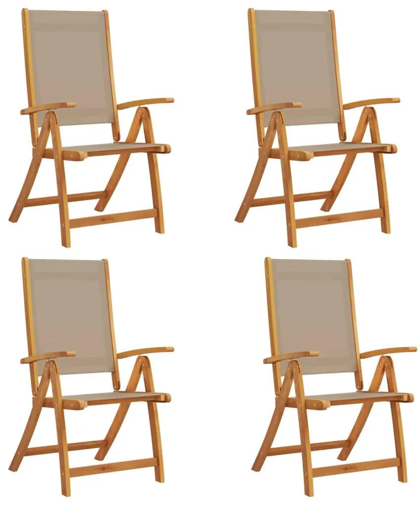Sedie da giardino pieghevoli 4 pz massello d'acacia e textilene