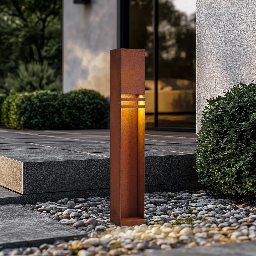 Lampioncino da giardino Oxido Lucande, Marrone / Ruggine, Metallo, Moderno, Lampada LED da esterni