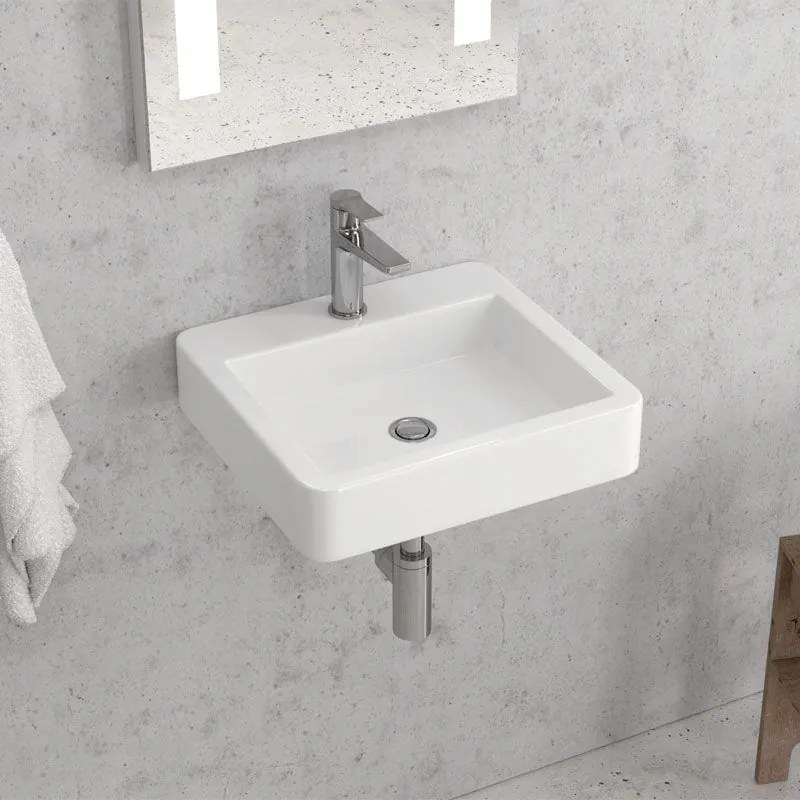 New Line B3 Lavabo lavamani 45x42 quadro Sospeso In Porcellana Bianca