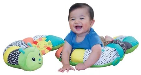 Infantino - Cuscino per l'ora del pancino per bambini 2in1 caterpillar