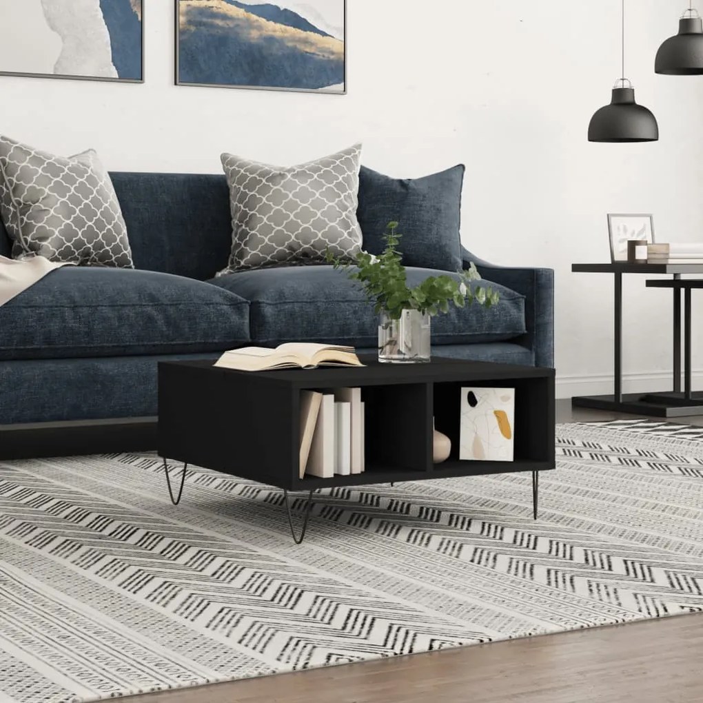 Tavolino Da Salotto Nero 60x60x30 Cm İn Legno Multistrato /