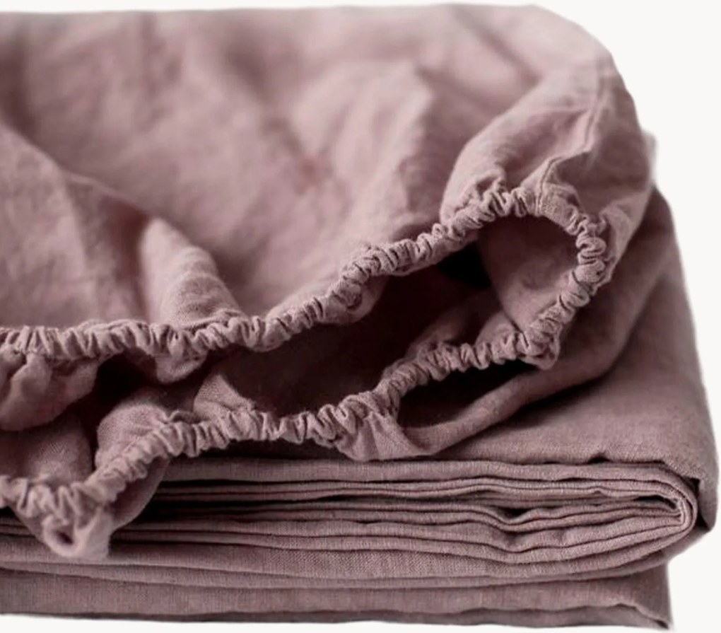 Lenzuolo con angoli in lino Ashes of Roses