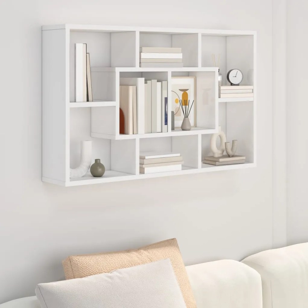 Scaffale Parete Bianco Lucido 85x16x52,5 Cm Legno Multistrato /