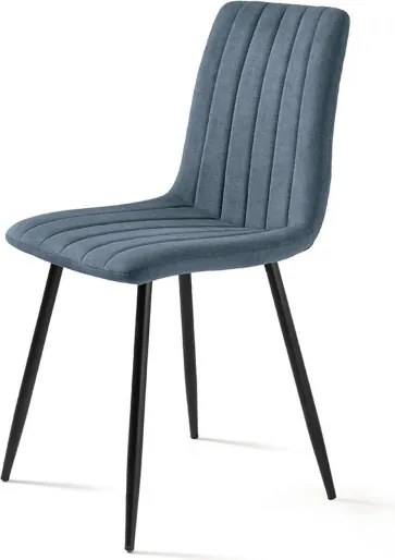 Sedia da pranzo in tessuto Blu gambe metallo nere - KOLE 2 sedie