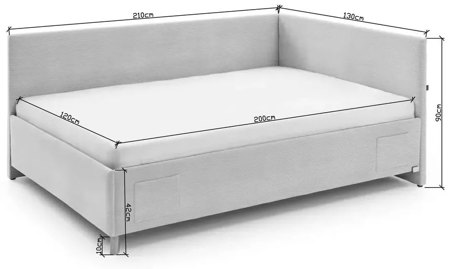 Letto da bambini con sponde beige imbottito con contenitore con rete inclusa 120x200 cm Cool – Meise Möbel