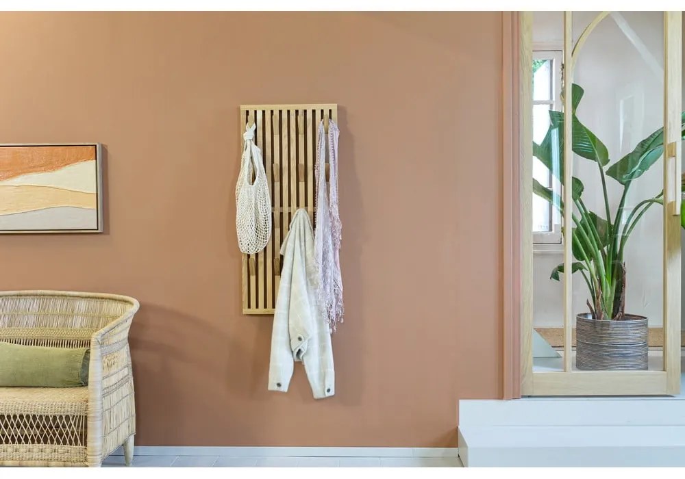 Pannello appendiabiti di colore naturale in rovere massiccio 46x100x8 cm Parco – Spinder Design